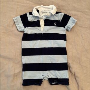 Ralph Lauren Navy and Light Blue Baby Romper / Size 9M
